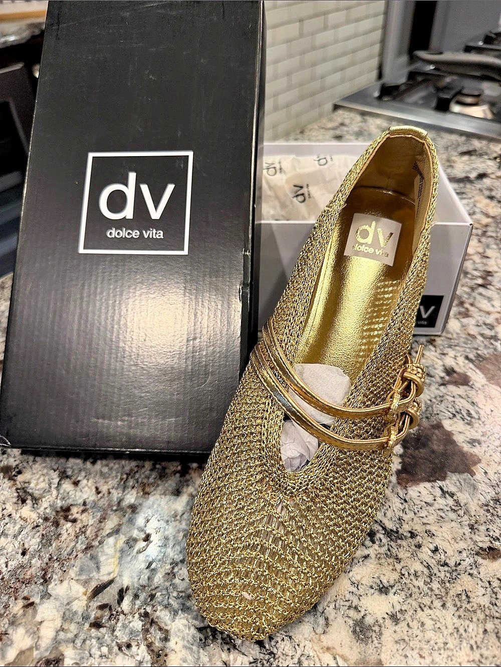 Dolce Vita Lespina Gold Mary Jane Flats US 9 Like New
